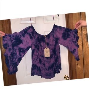 Purple and Black tie-Dye flared shirt